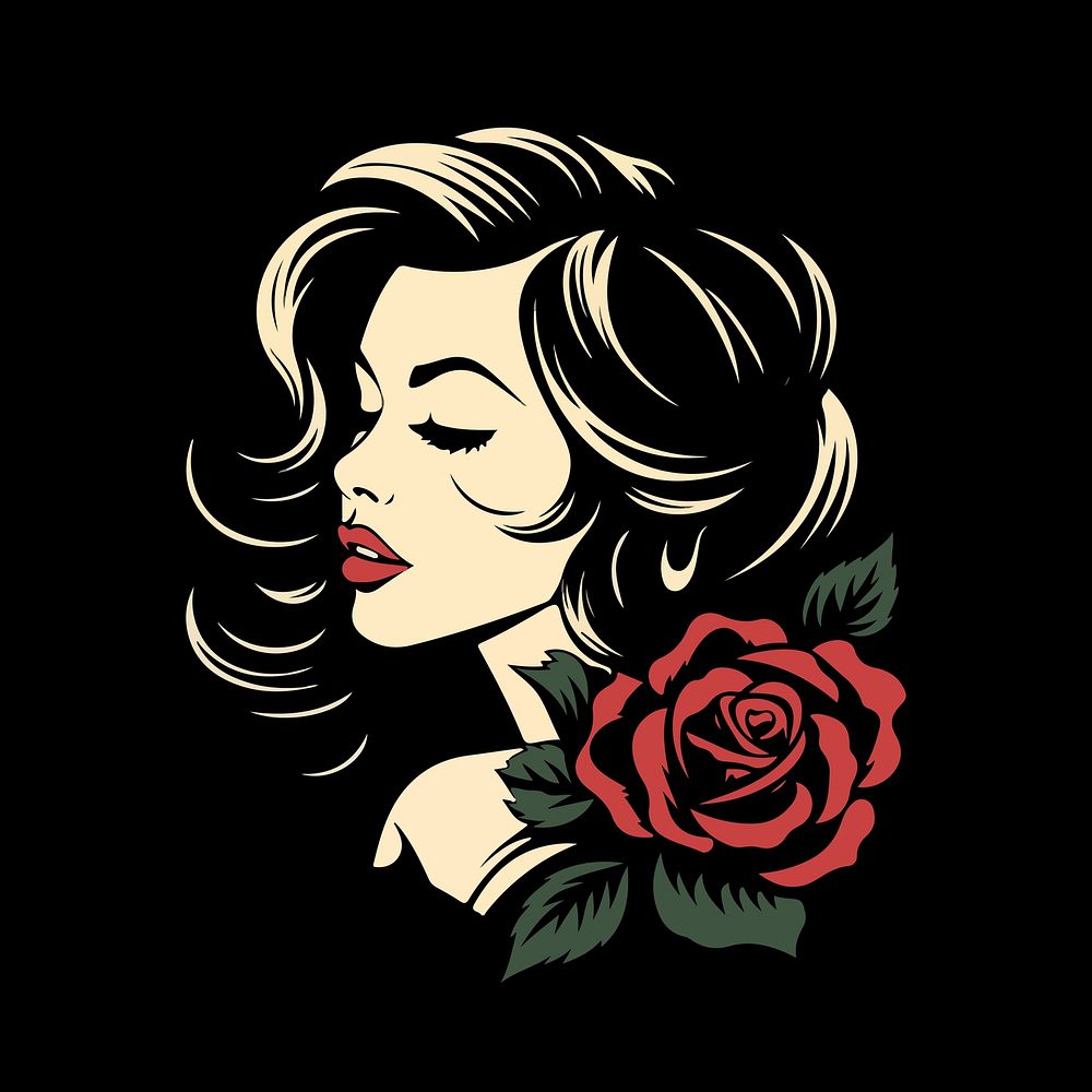 Retro logo woman portrait adult white. AI generated Image by rawpixel.