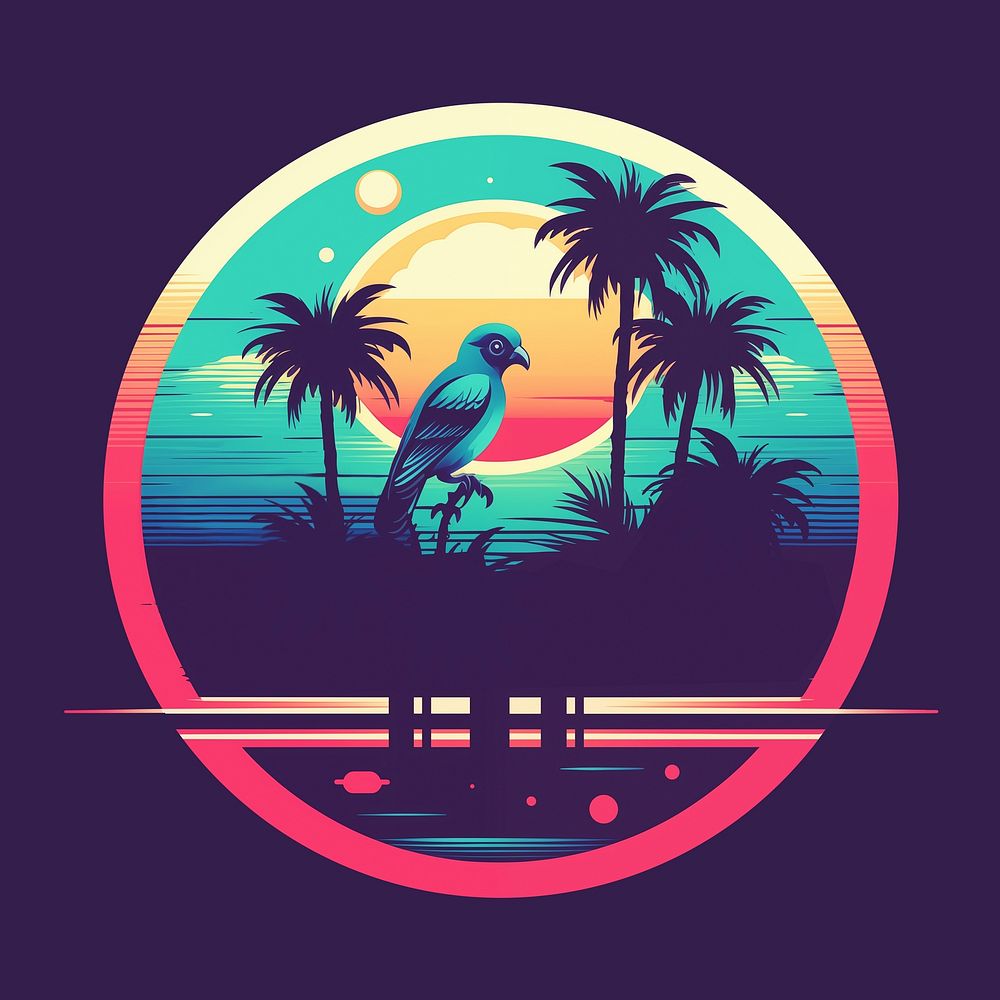 Retro logo reflection outdoors cartoon. AI generated Image by rawpixel.