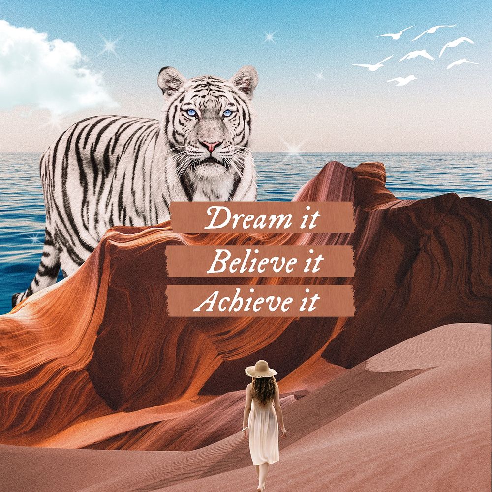 Surreal travel, inspirational quote Instagram post template