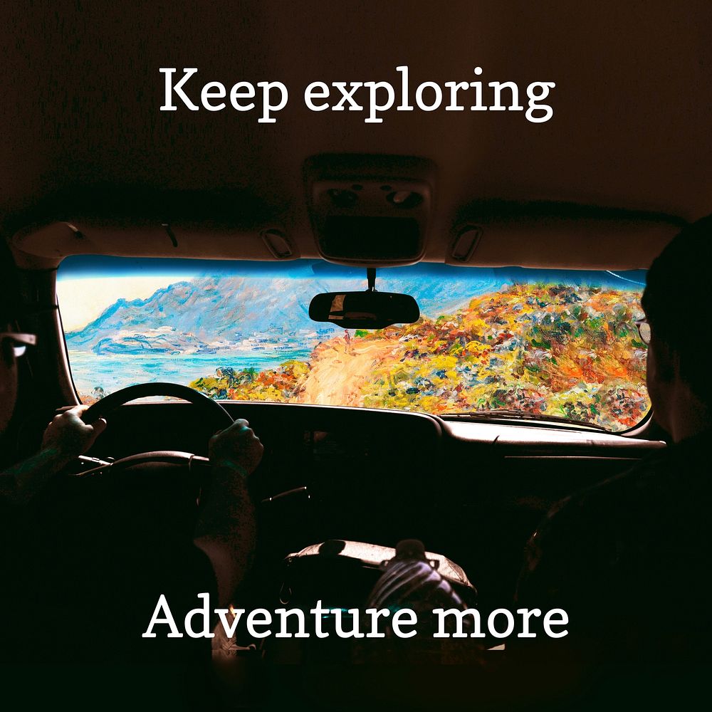 Adventure quote, art collage Instagram post template