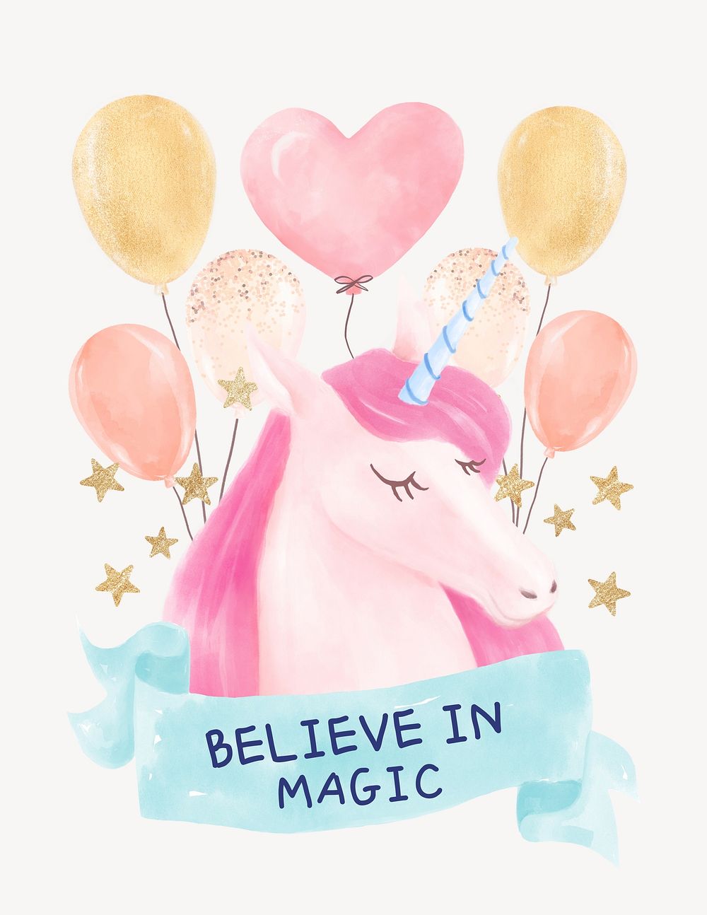 Cute unicorn poster template