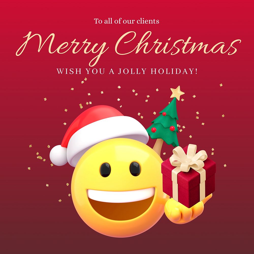 Christmas greetings, 3D emoticon illustration Instagram post template