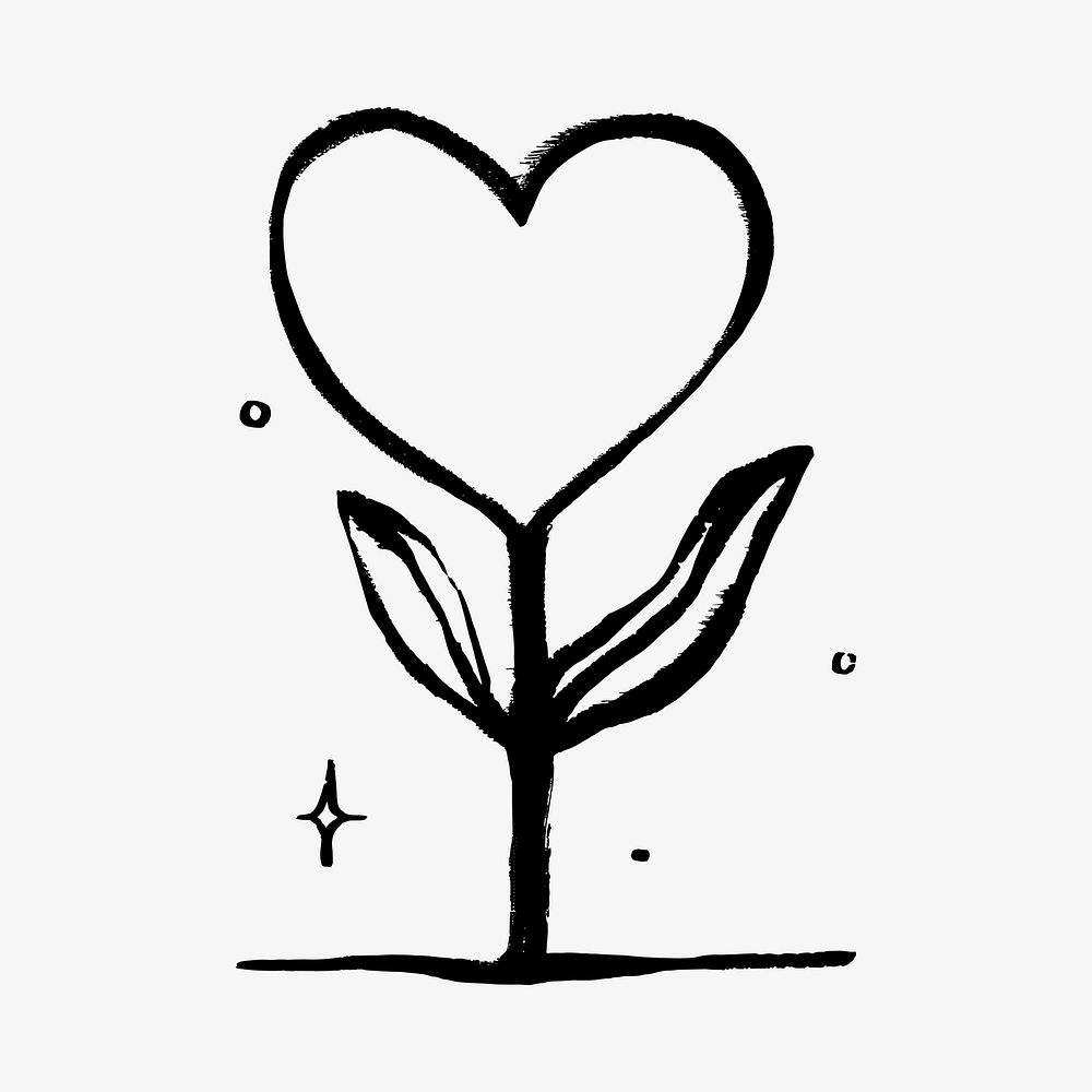 Heart plant social media doodle, illustration vector