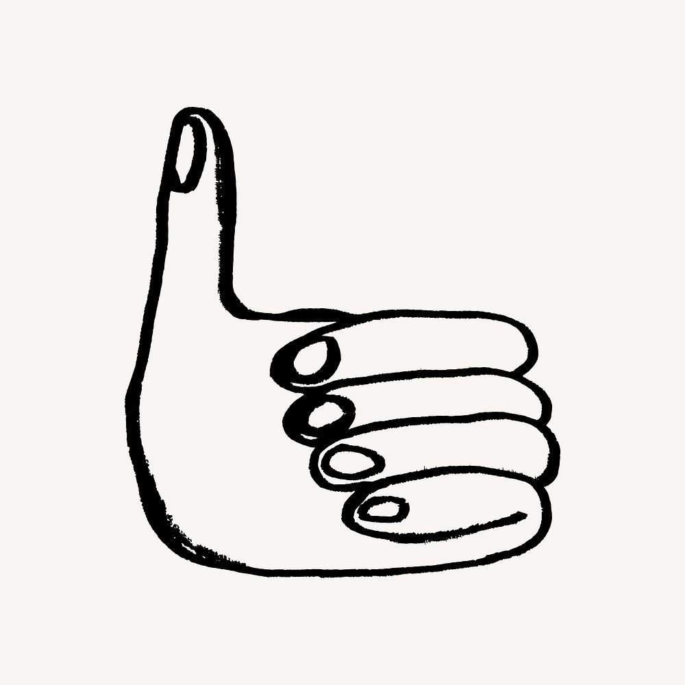 Thumbs up hand doodle, illustration vector