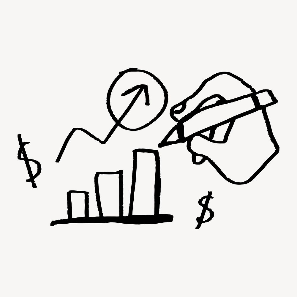 Profit graph, business doodle, illustration vector