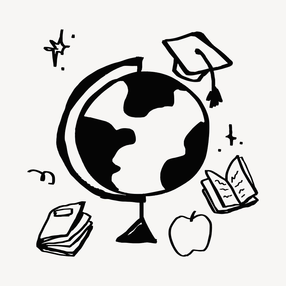 Global education icon doodle, illustration vector