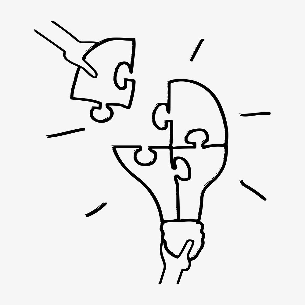 Creative ideas, light bulb doodle, illustration vector