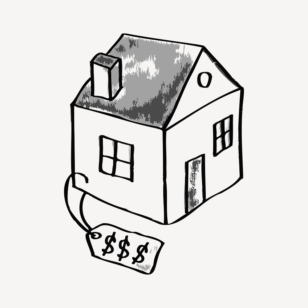 House pricing, real estate doodle, illustration vector