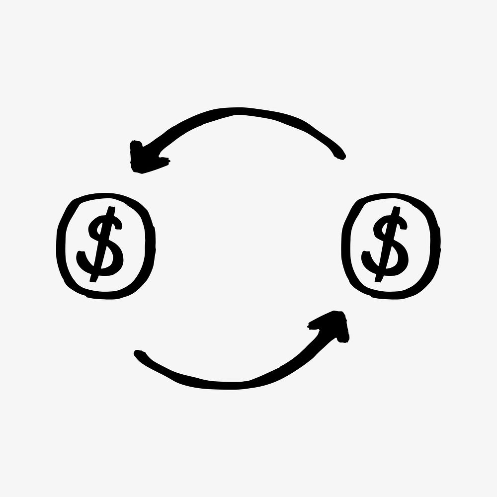 Money exchange simple finance doodle, illustration vector