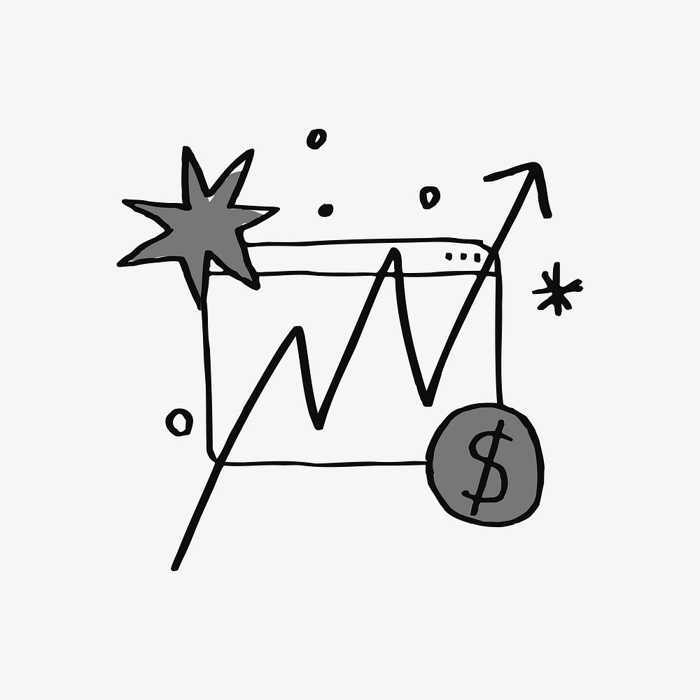 Financial growth icon doodle, illustration vector