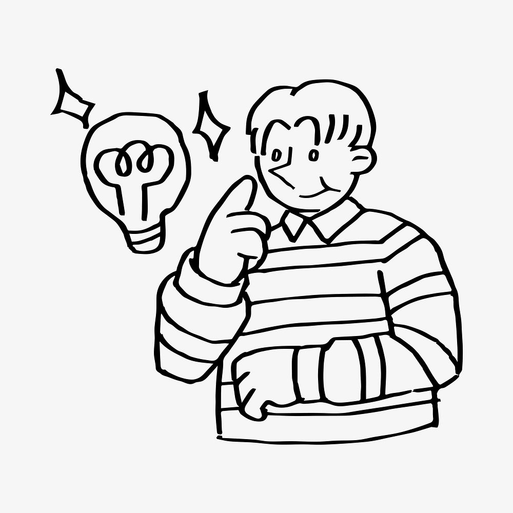 Creative idea, light bulb doodle, illustration vector