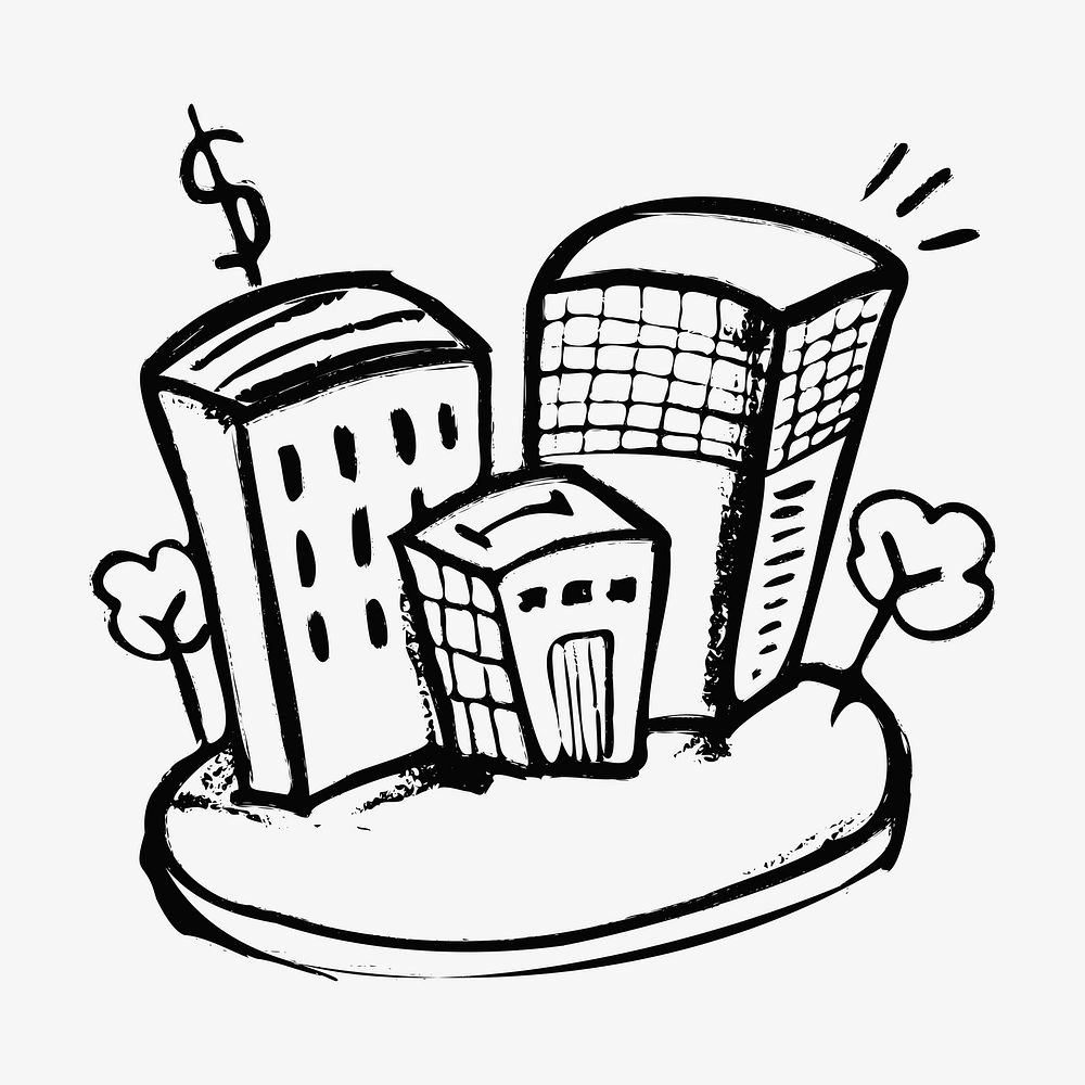 Office buildings, finance doodle, illustration vector