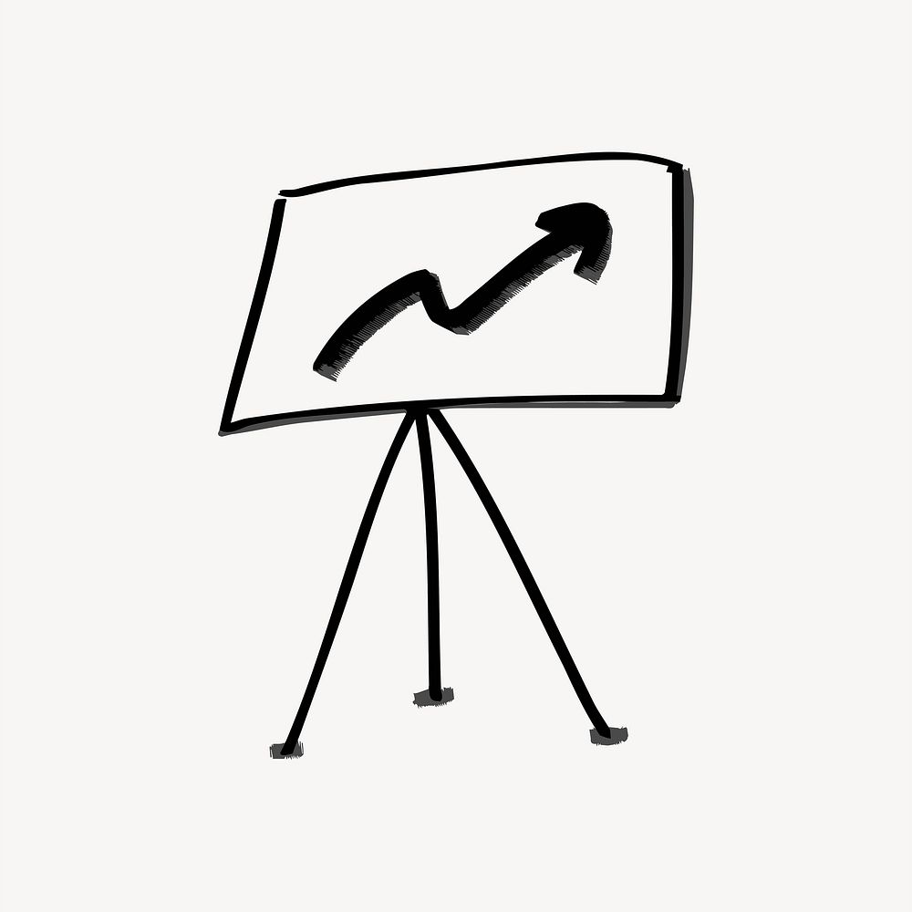Upward arrow, business planning doodle, illustration vector