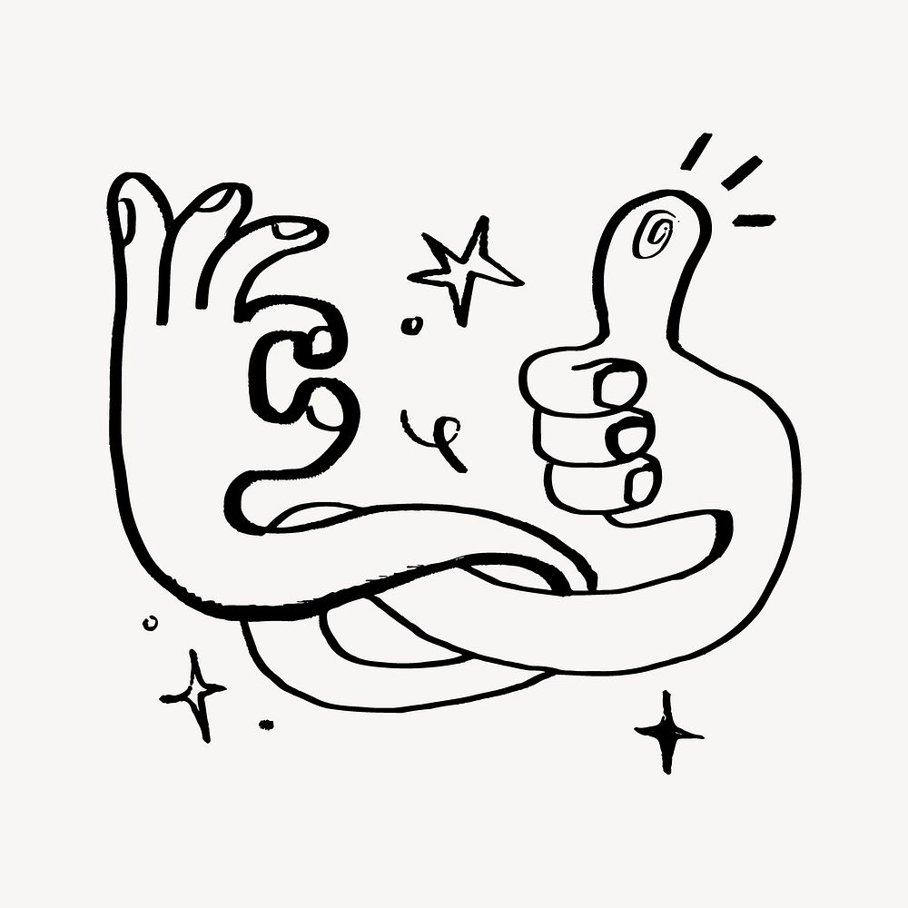 Approving hand sign doodle, illustration vector