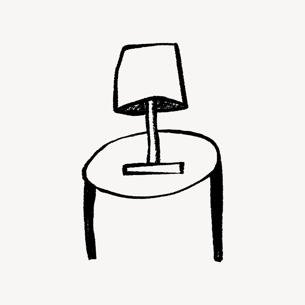 Lamp on table doodle, illustration vector