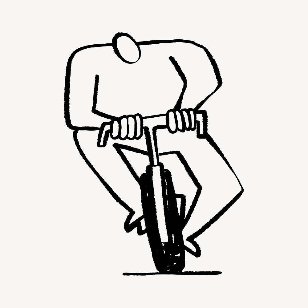 Men riding unicycle doodle, illustration vector