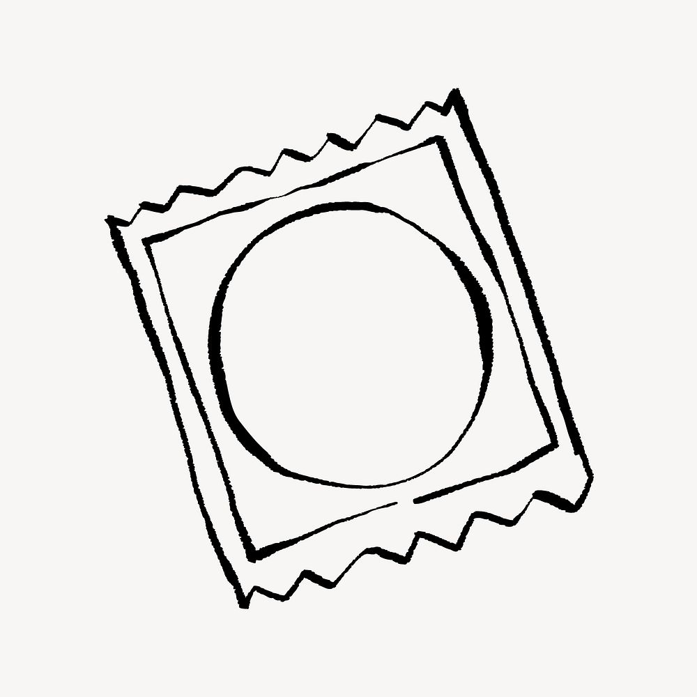 Condom packet doodle, illustration vector