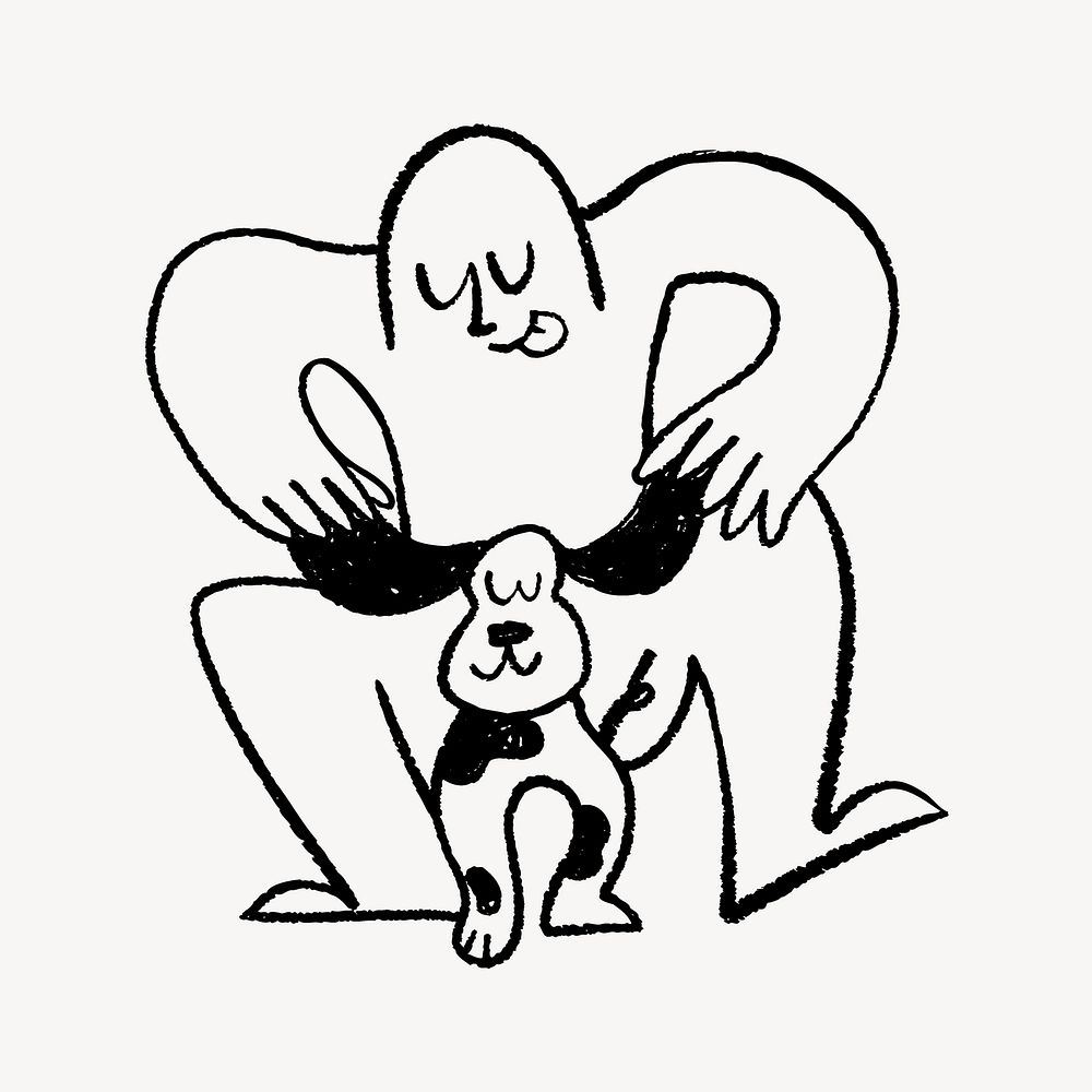 Man and dog doodle, illustration vector