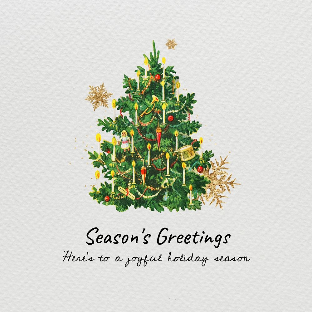 Christmas tree,   season's greetings design Instagram post template