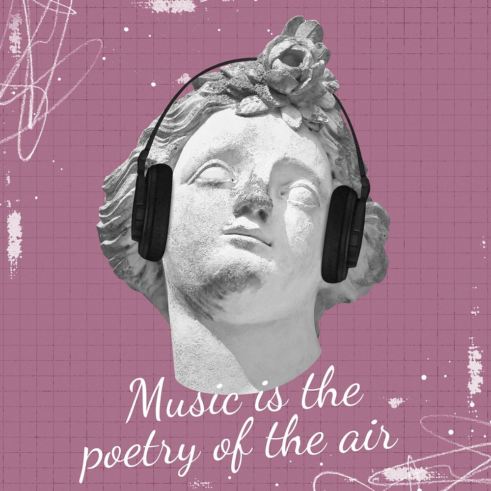 Music is the poetry of the air  Instagram post template