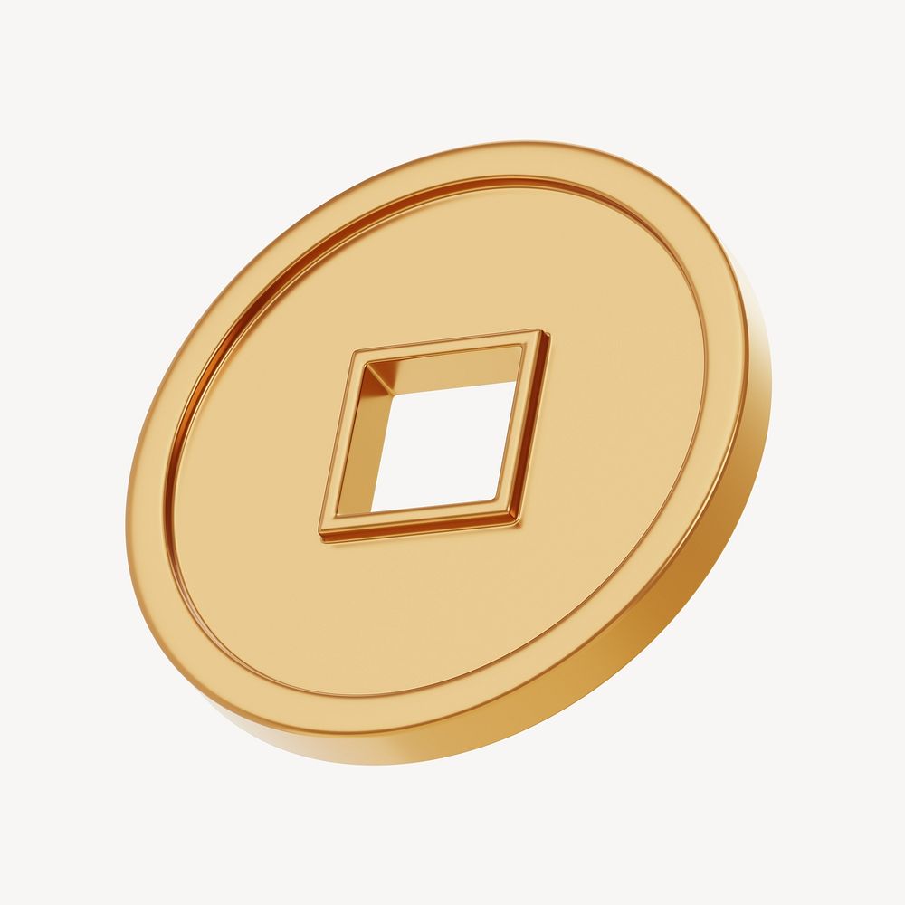 Chinese gold coin, 3d design resource