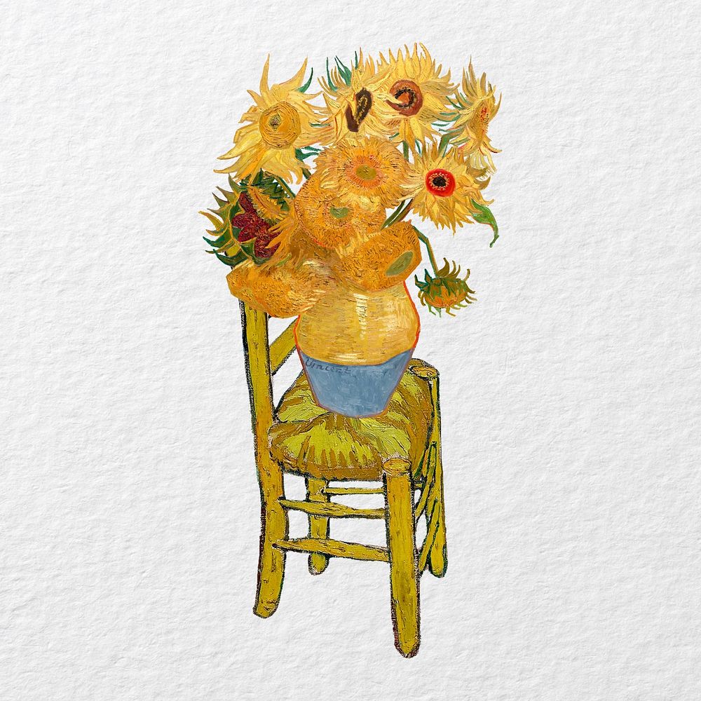 Van Gogh's sunflowers, vintage illustration. Remixed by rawpixel.
