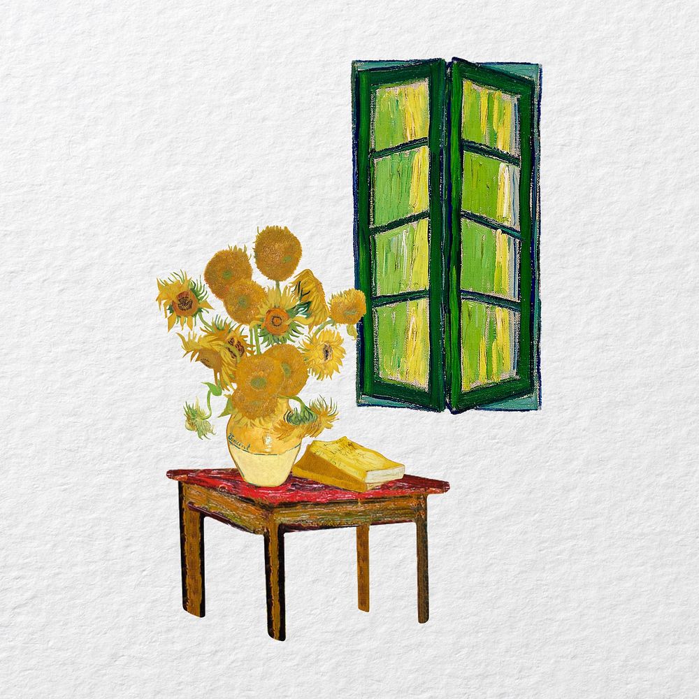 Van Gogh's sunflowers, vintage illustration. Remixed by rawpixel.