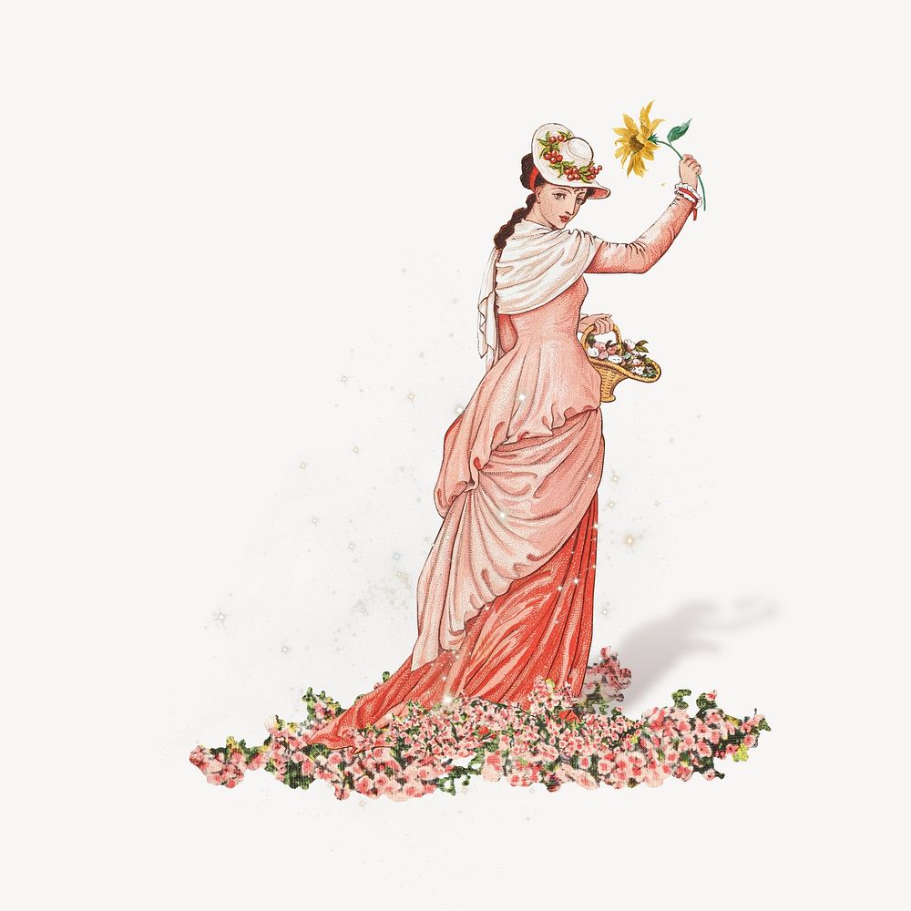 Walter Crane's Valentine, Victorian woman. Remixed by rawpixel.
