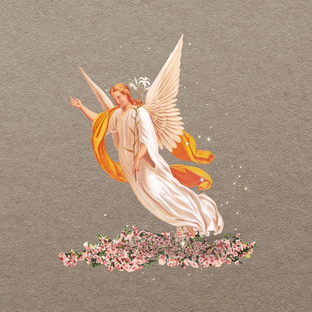 The Annunciation's angel, vintage illustration. Remixed by rawpixel.