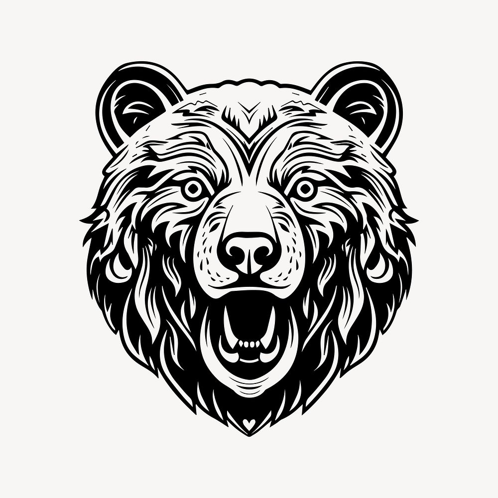 Bear flat old school illustration vector. AI generated Image by rawpixel.