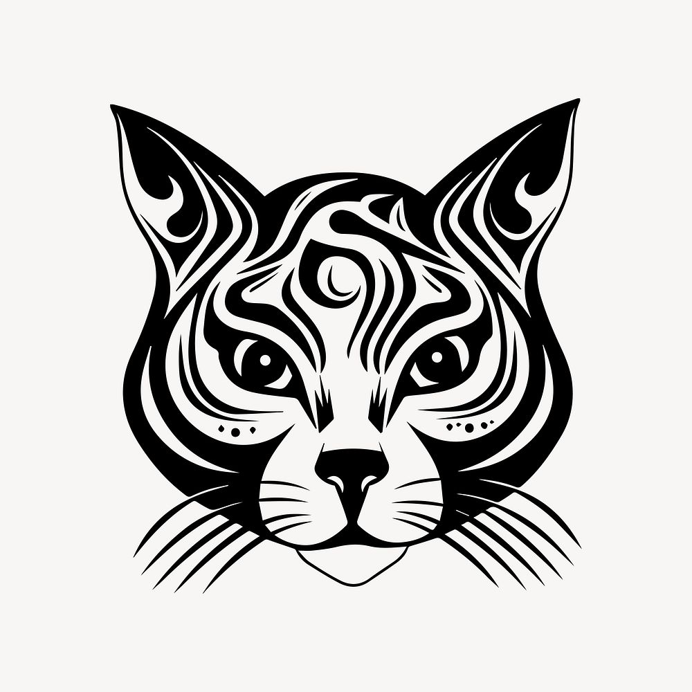 Cat flat old school illustration vector. AI generated Image by rawpixel.