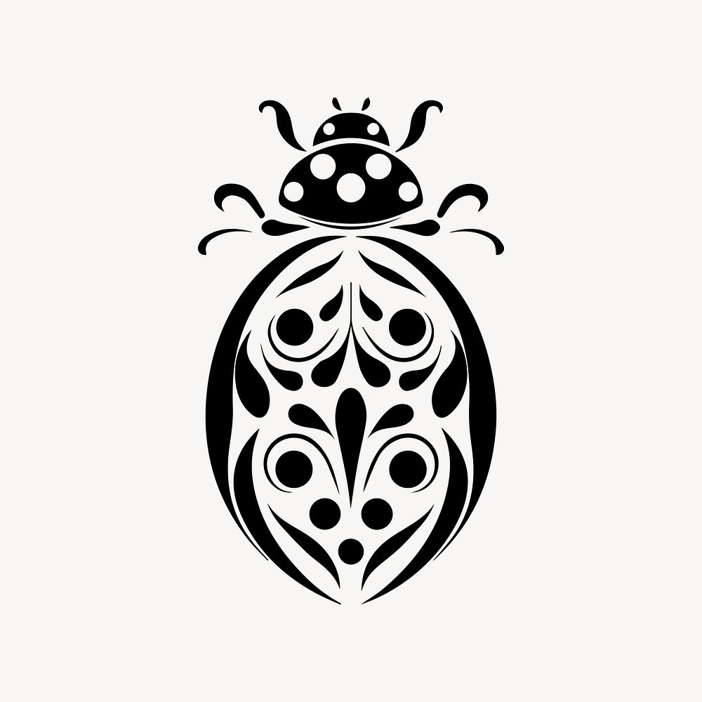 Ladybug flat old school illustration vector. AI generated Image by rawpixel.
