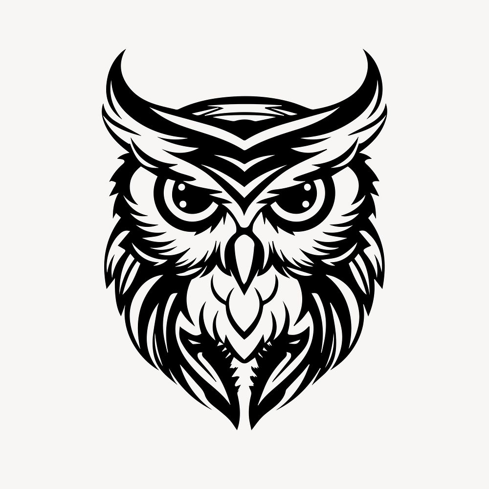 Owl flat old school illustration vector. AI generated Image by rawpixel.
