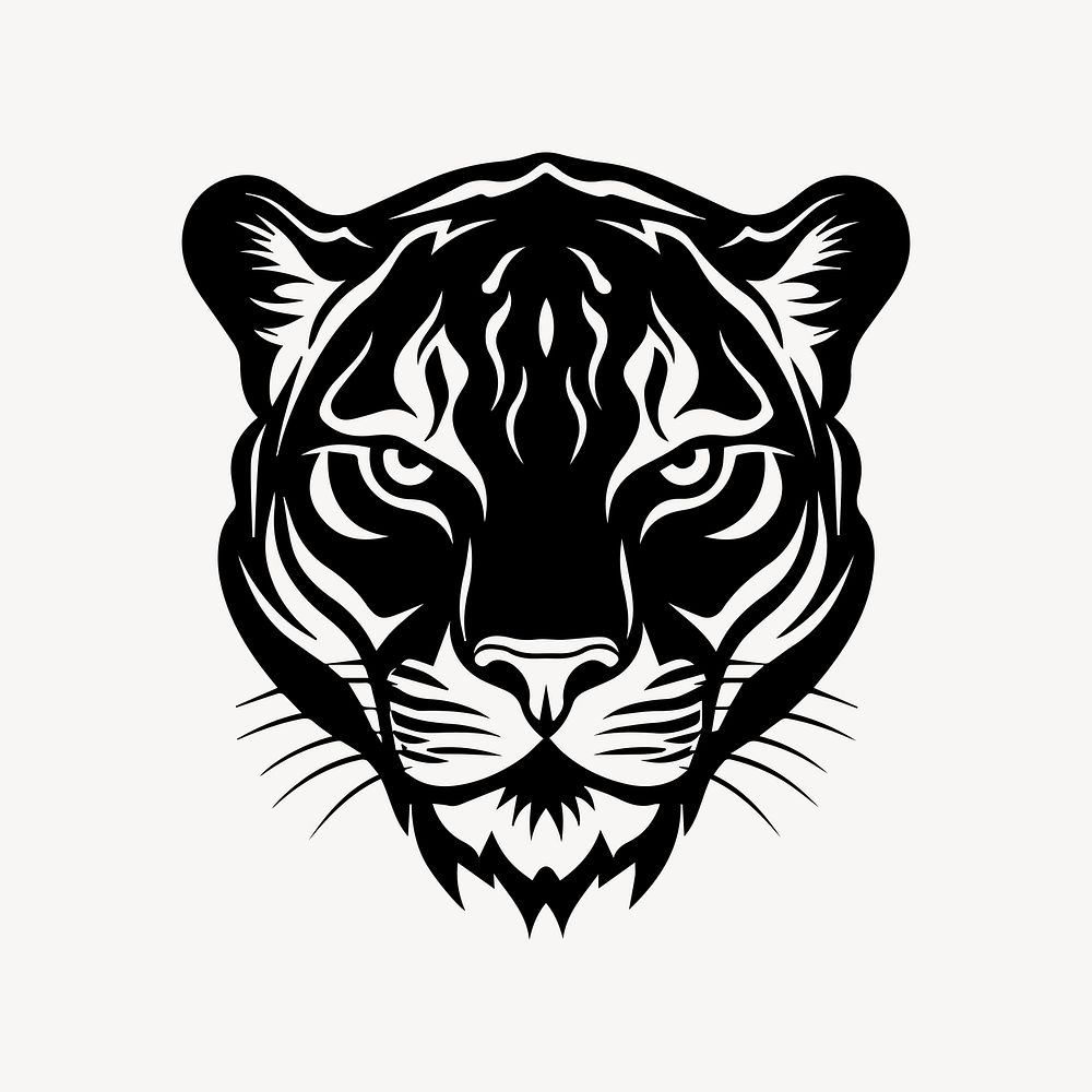 Panther flat old school illustration vector. AI generated Image by rawpixel.
