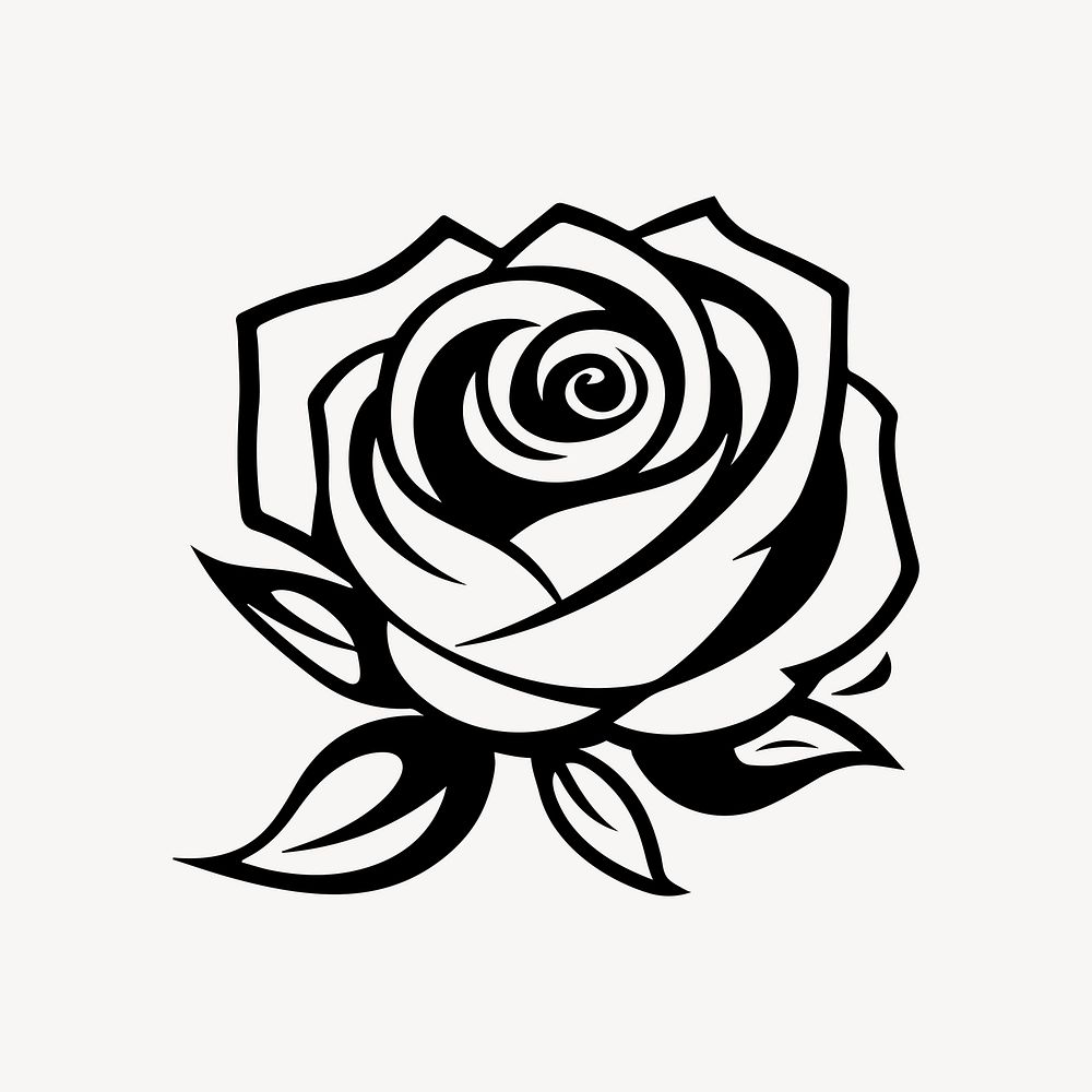 Rose flat old school illustration vector. AI generated Image by rawpixel.