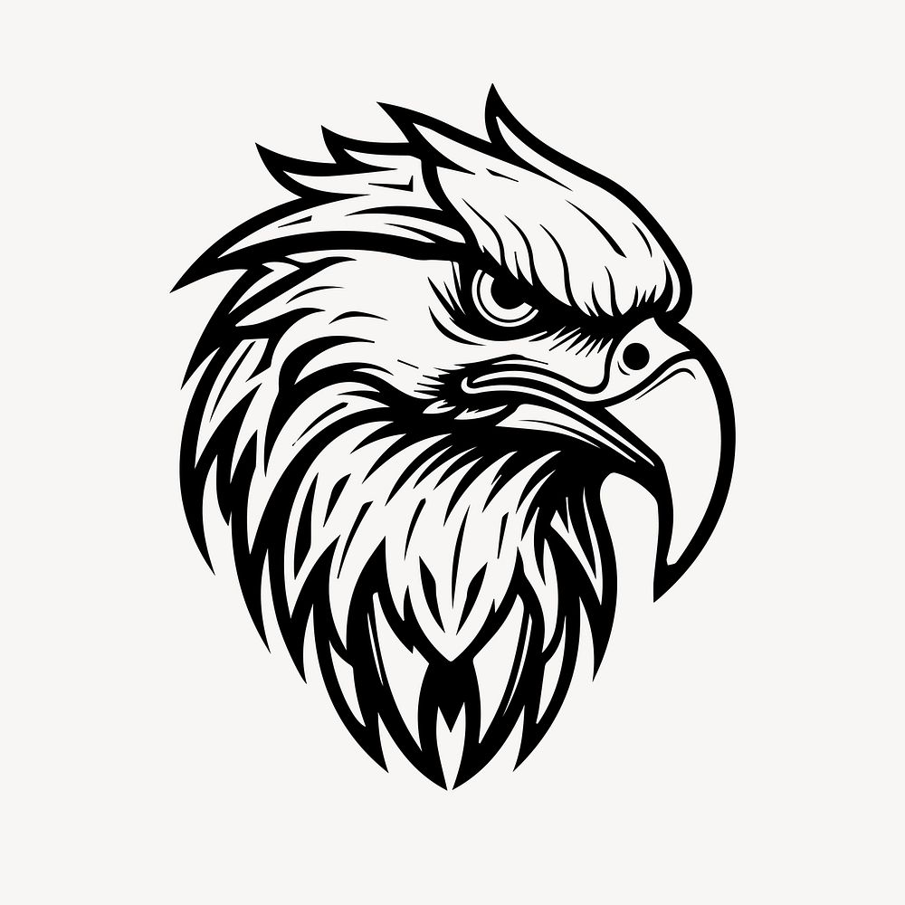 Hawk flat old school illustration vector. AI generated Image by rawpixel.