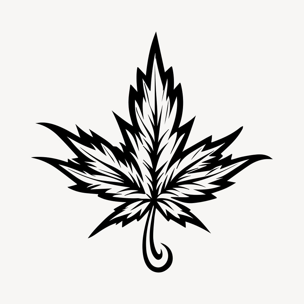 Weed leaf flat old school illustration vector. AI generated Image by rawpixel.