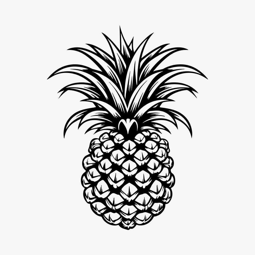 Pineapple flat old school illustration. AI generated Image by rawpixel.