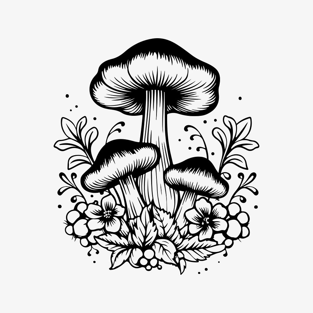 Mushroom flat old school illustration. AI generated Image by rawpixel.