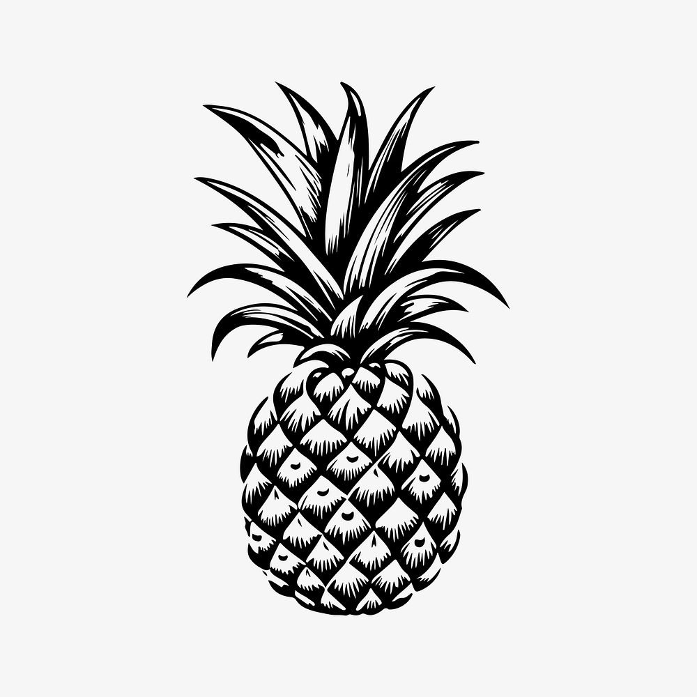 Pineapple flat old school illustration vector. AI generated Image by rawpixel.