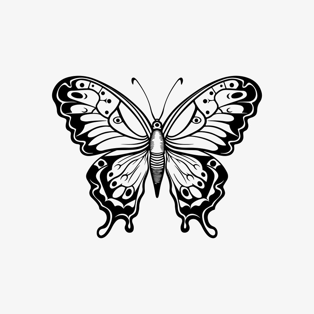 Butterfly flat old school illustration. AI generated Image by rawpixel.
