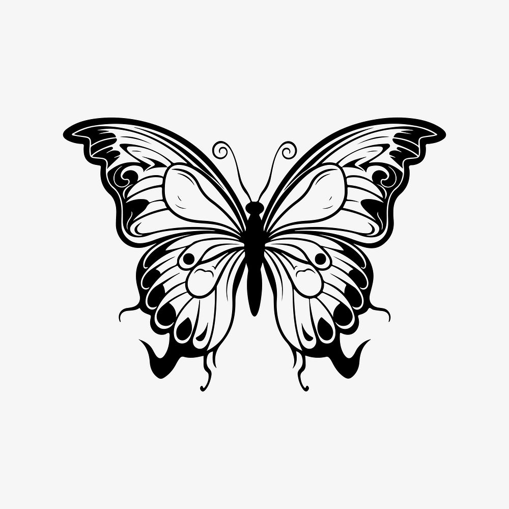 Butterfly flat old school illustration vector. AI generated Image by rawpixel.