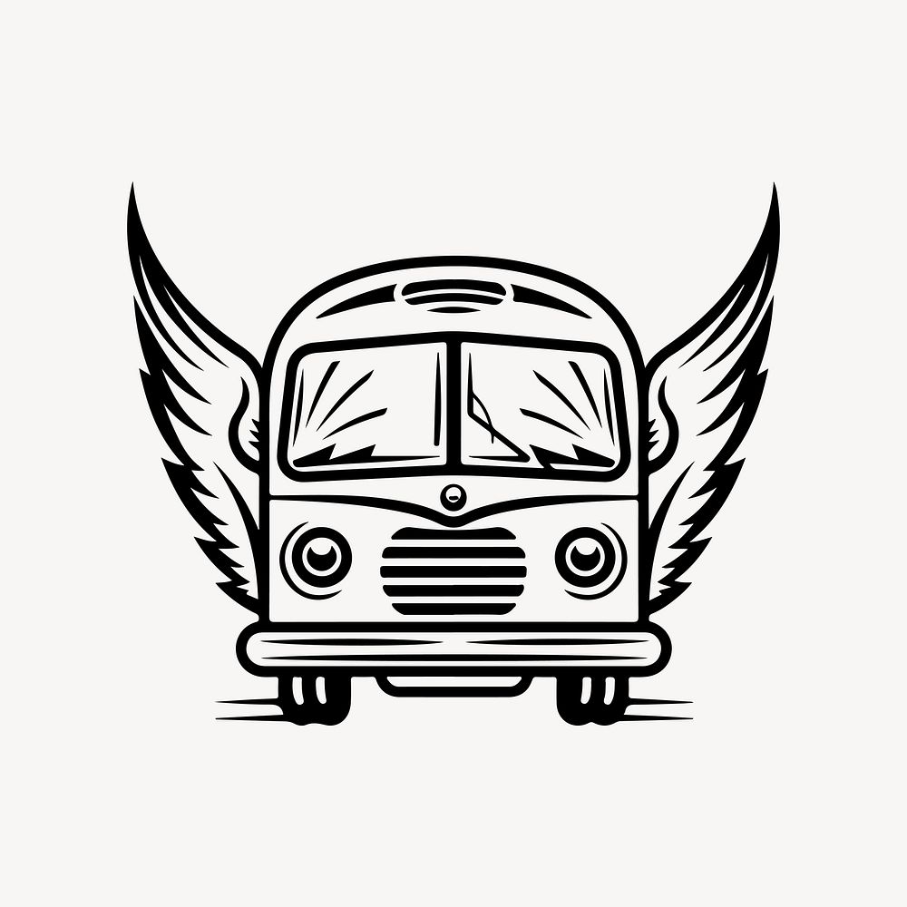 Classic microbus flat old school illustration vector. AI generated Image by rawpixel.