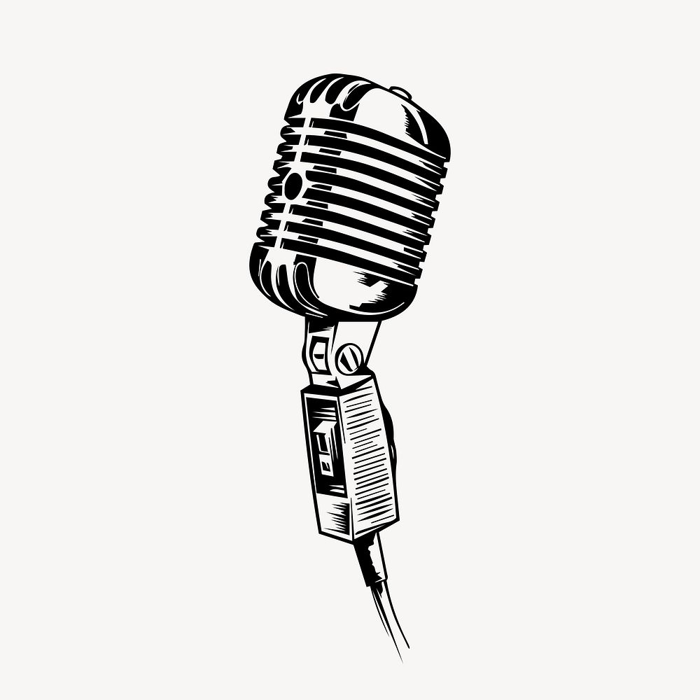 Microphone flat old school illustration vector. AI generated Image by rawpixel.