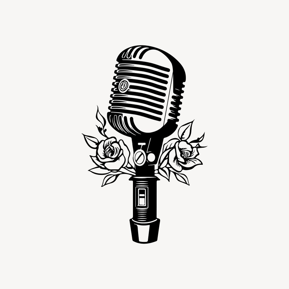 Microphone flat old school illustration. AI generated Image by rawpixel.