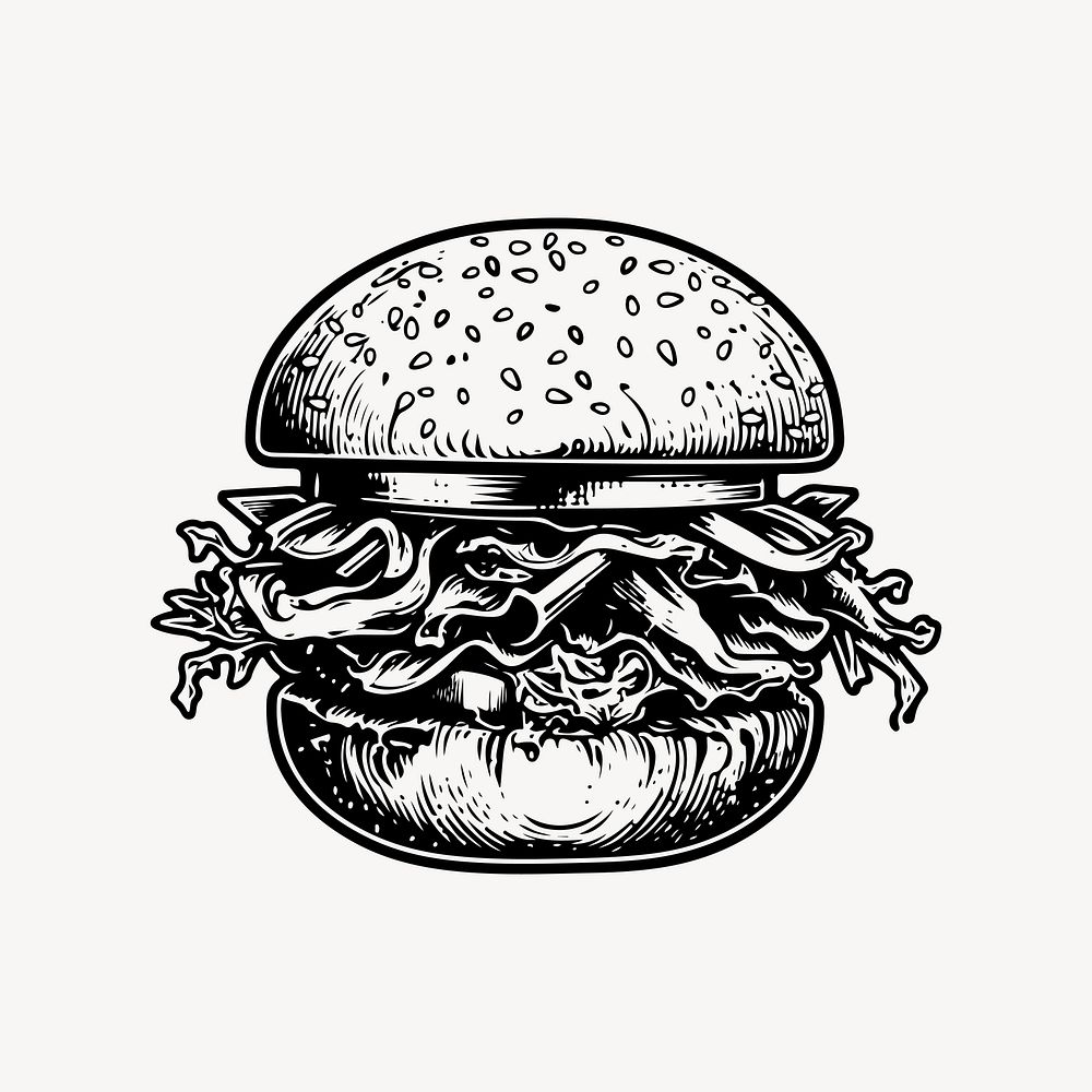 Hamburger flat old school illustration. AI generated Image by rawpixel.