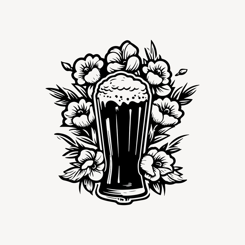 Beer glass flat old school illustration vector. AI generated Image by rawpixel.