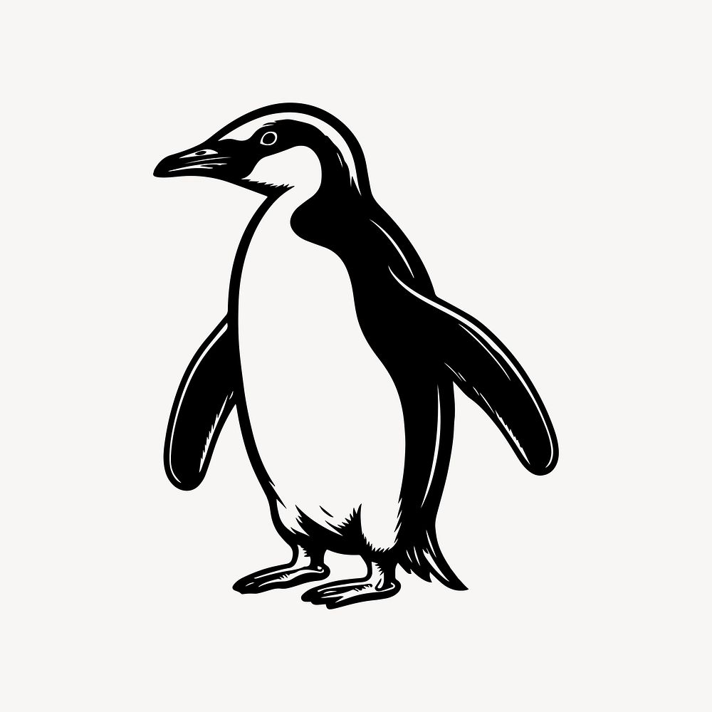 Penguin flat old school illustration vector. AI generated Image by rawpixel.