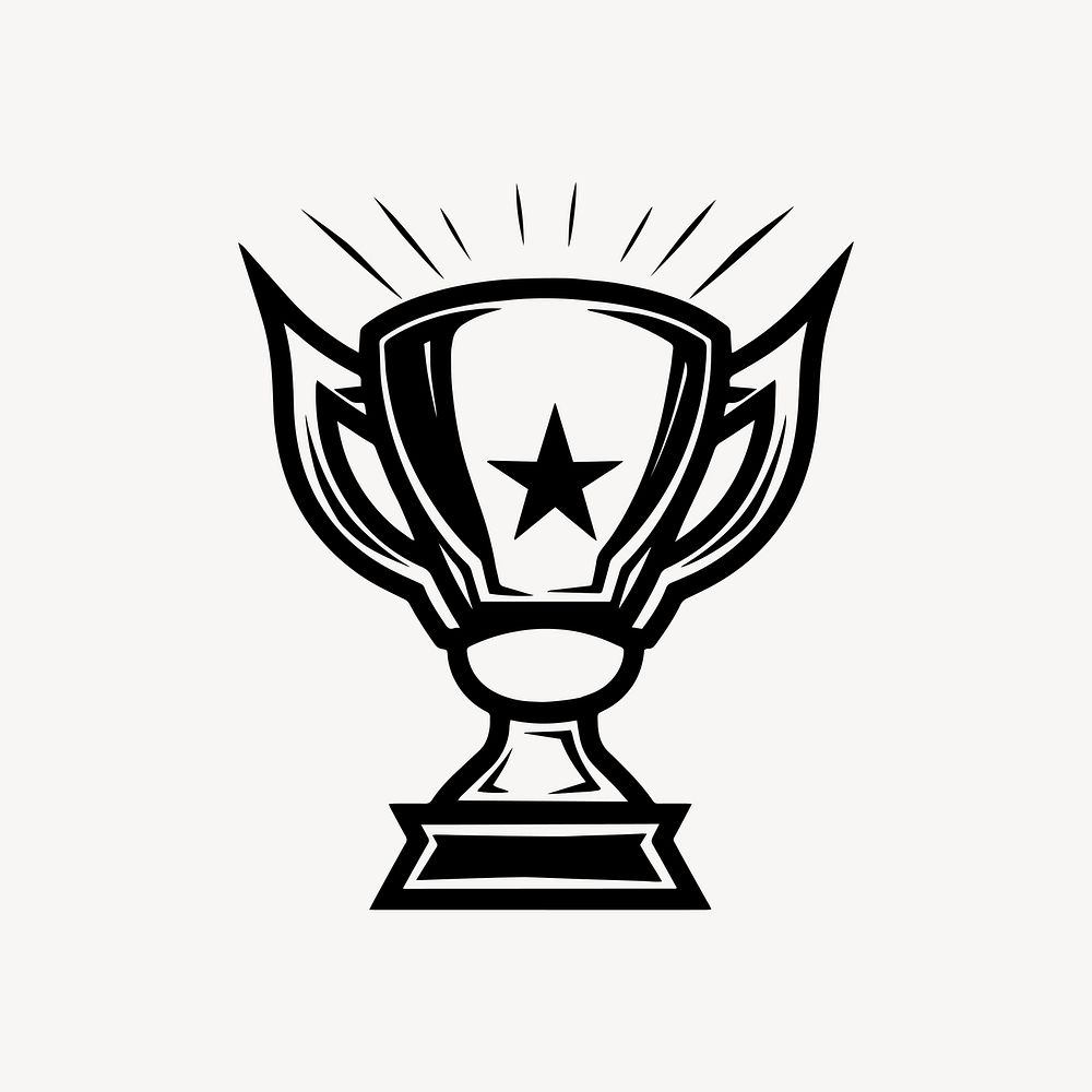 Trophy flat old school illustration vector. AI generated Image by rawpixel.