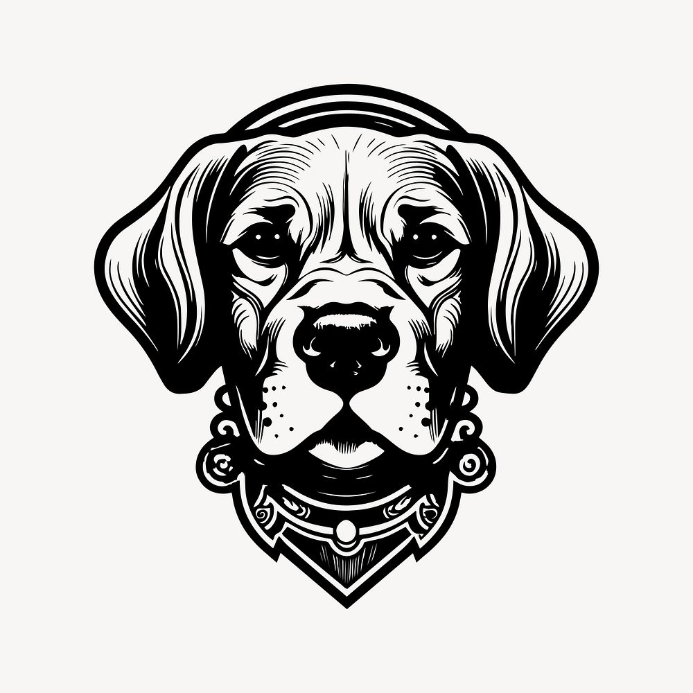 Dog flat old school illustration vector. AI generated Image by rawpixel.
